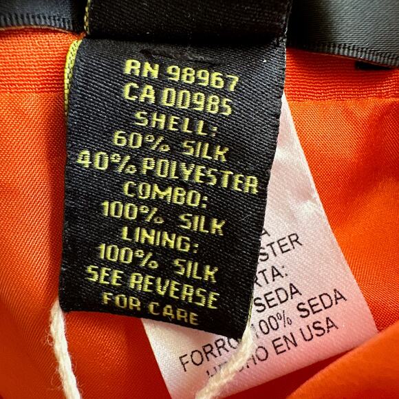 Malandrino Black Label NWT USA Made Orange Pleated Sheer Cocktail Dress 40 sz 8 - Picture 15 of 16